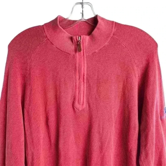 Johnnie-O Men's Red Half-Zip Mock Neck Sweater Size L Autism Speaks arm logo - Picture 3 of 13